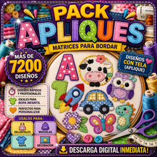 Cargar imagen en el visor de la galería, Pack Apliques – 7200 Diseños