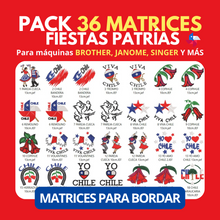 Cargar imagen en el visor de la galería, 🇨🇱 Pack de Matrices de Bordado – Fiestas Patrias (36 diseños)