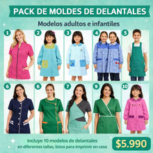 Cargar imagen en el visor de la galería, PACK DELANTALES 2 (10 MODELOS)

