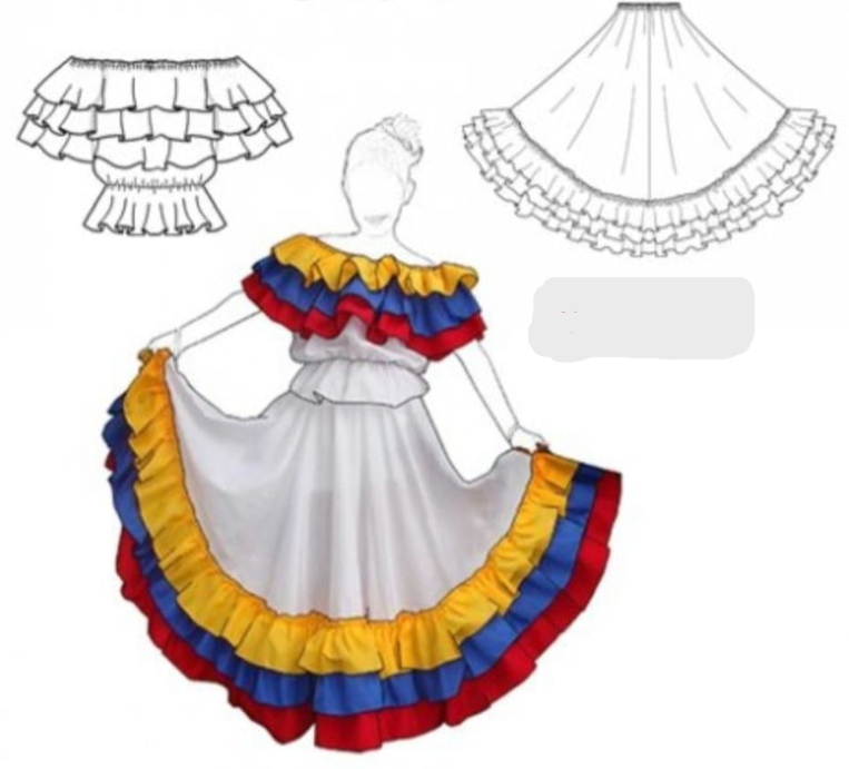 VESTIDO COLOMBIANO ADULTAS S