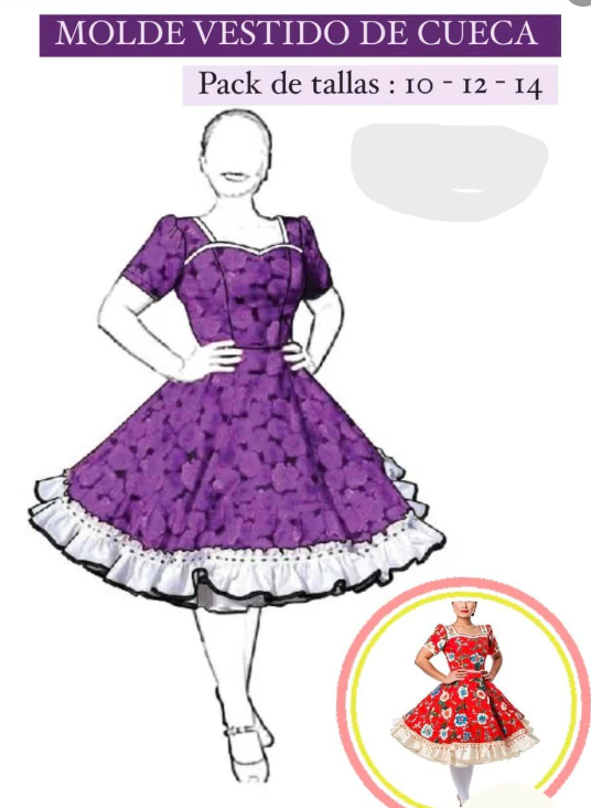 VESTIDO  HUASA NIÑAS TALLAS 10 A 14