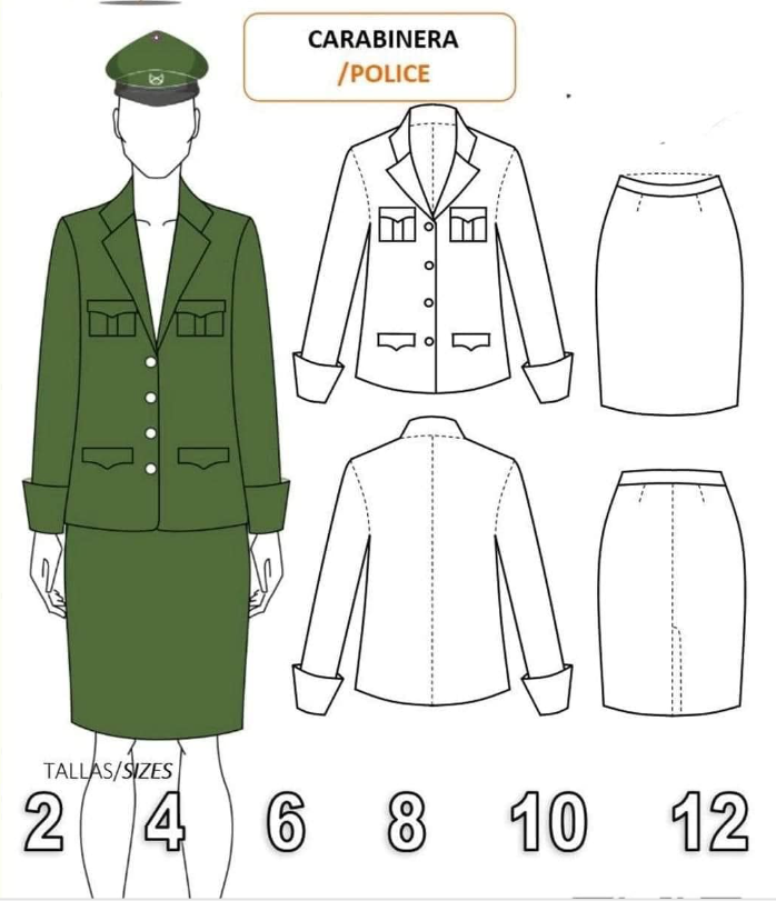 DISFRAZ TRAJE CARABINERA TALLAS 2 A 12