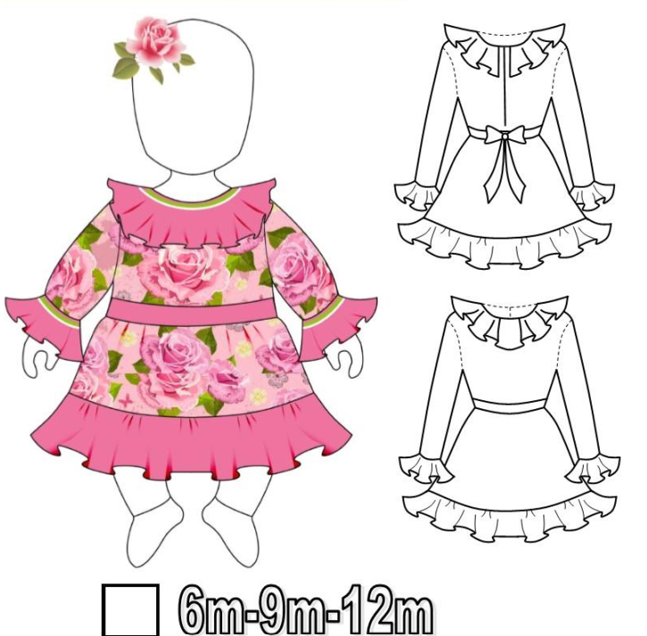 VESTIDO HUASA  BEBE TALLAS  6-9-12 MESES