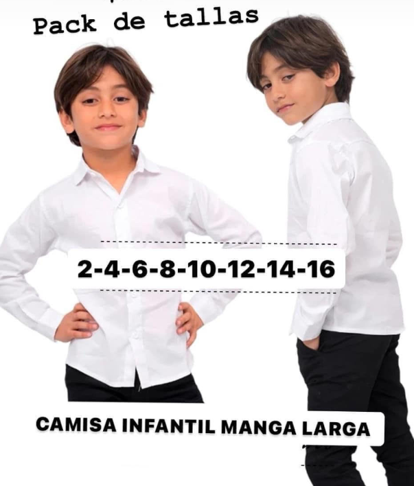 CAMISA NIÑOS TALLAS 2 A 14