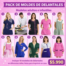 Cargar imagen en el visor de la galería, PACK DELANTALES 1 (10 MODELOS)

