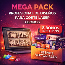 Cargar imagen en el visor de la galería, Mega Pack Profesional de Diseños para Corte Láser + Bonos
