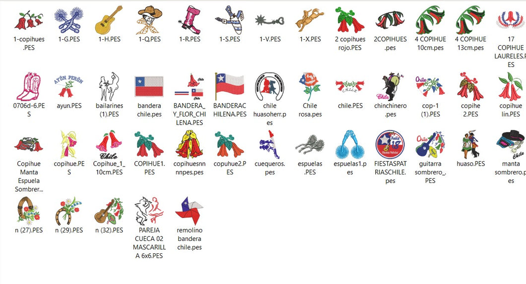 🇨🇱 Pack de Matrices de Bordado – Fiestas Patrias (44 diseños)